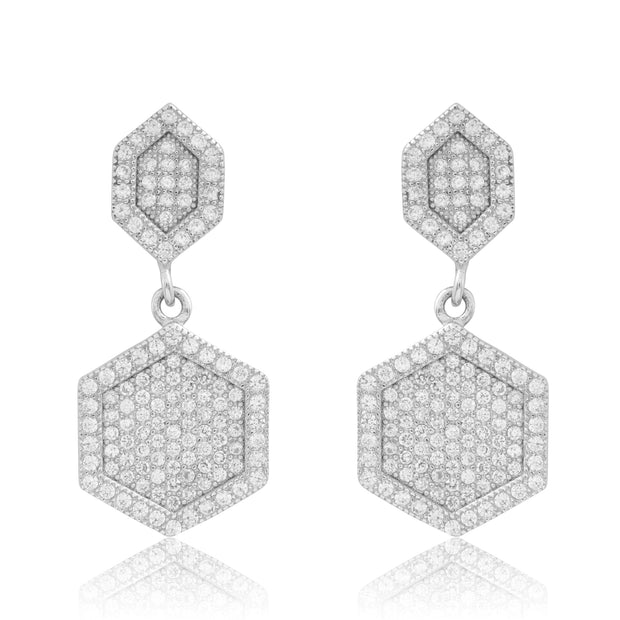 Hexagon Cz Earring