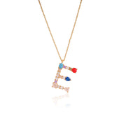 Initial Colored Stones Necklace