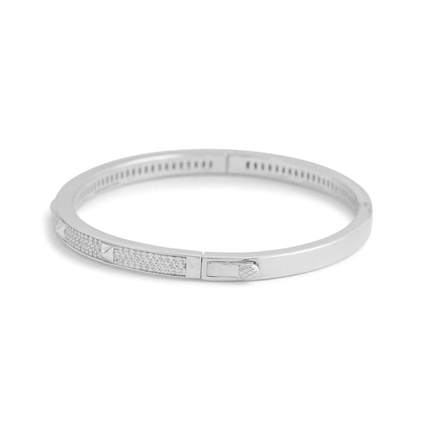 White Gold Pave Nail Heads Bangle