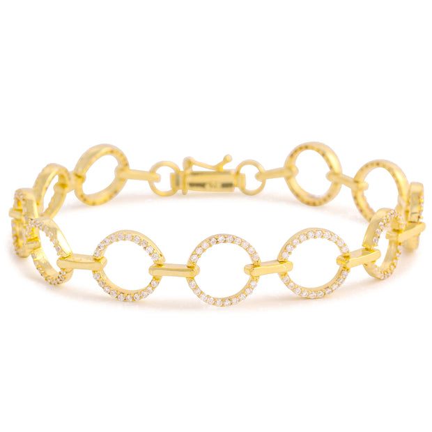 Yellow Gold Open Circles Linked Bracelet