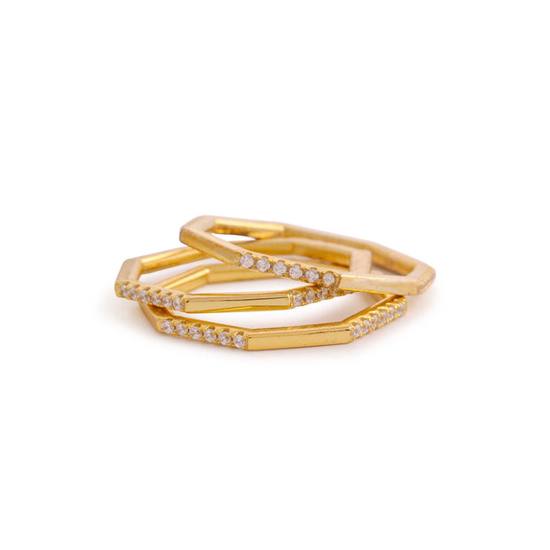 Yellow Gold Octagon Stackable Cz Rings