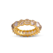 Pillow Stack Grey Stone Ring In Yellow Gold