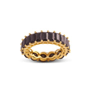 Pillow Stack Black Cz Stone Ring In Yellow Gold