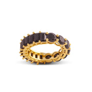 Pillow Stack Black Cz Stone Ring In Yellow Gold