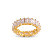 Pillow Stack Cz Stone Ring In Yellow Gold