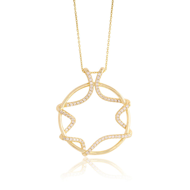 Cz Star Circle Pendant