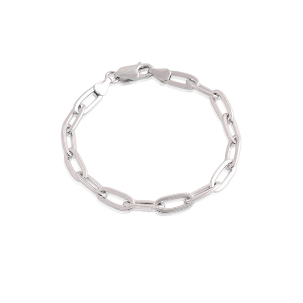 Layering Paperclip Bracelet in White Gold