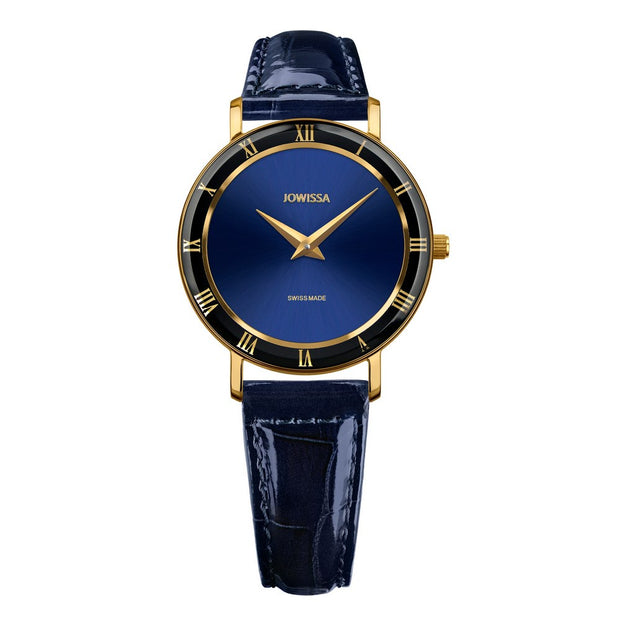 JOWISSA Roma Roman Numeral Watch in Blue Leather