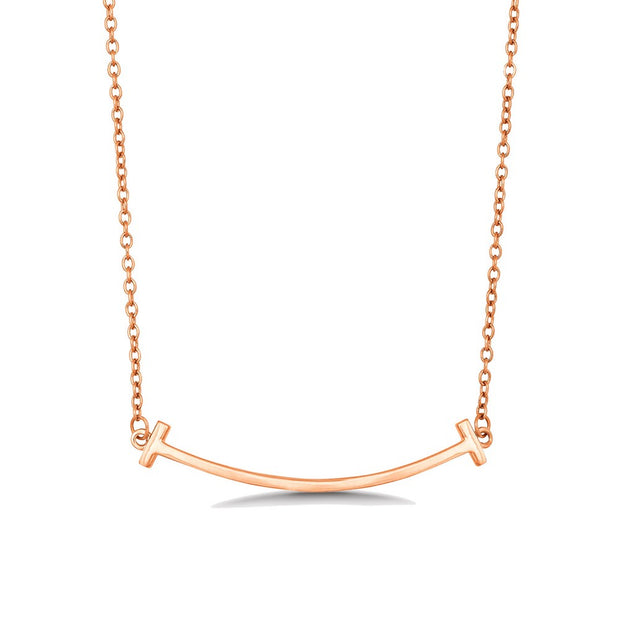 Curved Bar Necklace in Rose Gold