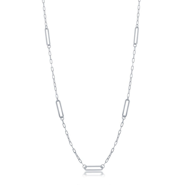 Paperclip By The Yard Necklace in White Gold