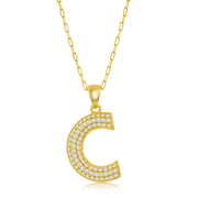 Pave Initials On Paper Clip Chain In Yellow Gold