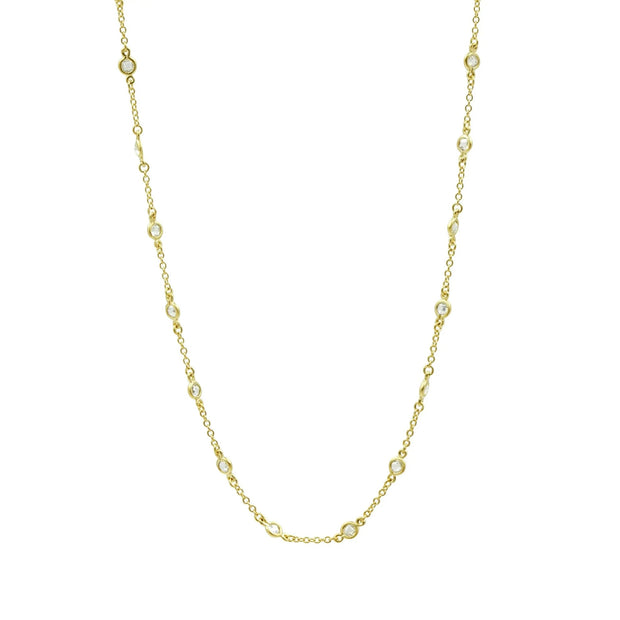 FR Mini Bezel Stone Necklace in Yellow Gold