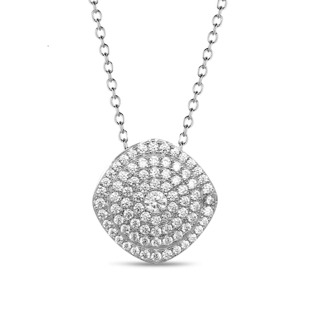 Diamond Pave Solitaire Pendant in White Gold