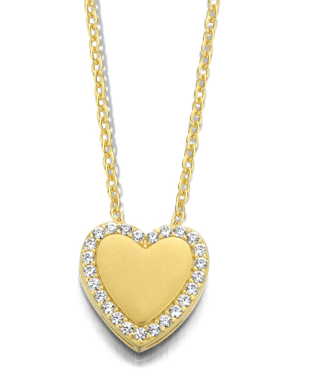 Small Matte Heart Pendant in Yellow Gold