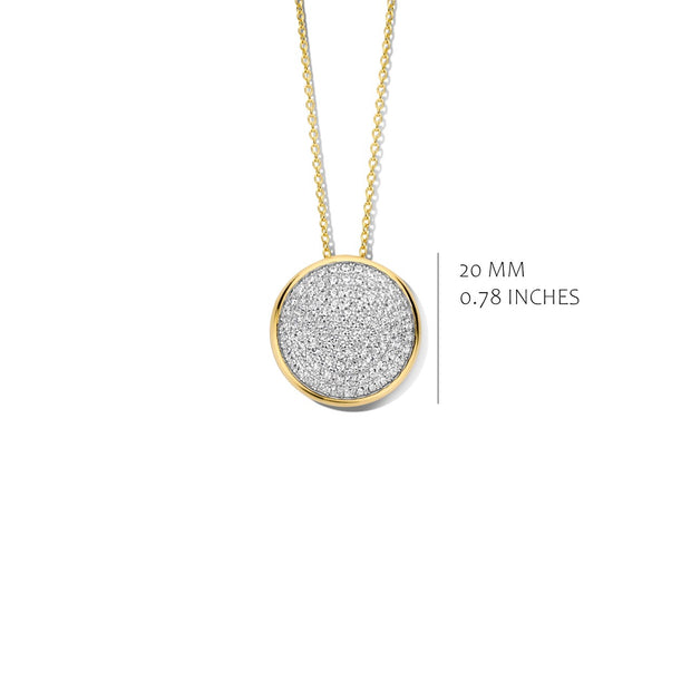 Two-Tone Bezel Dome Pave Round Pendant
