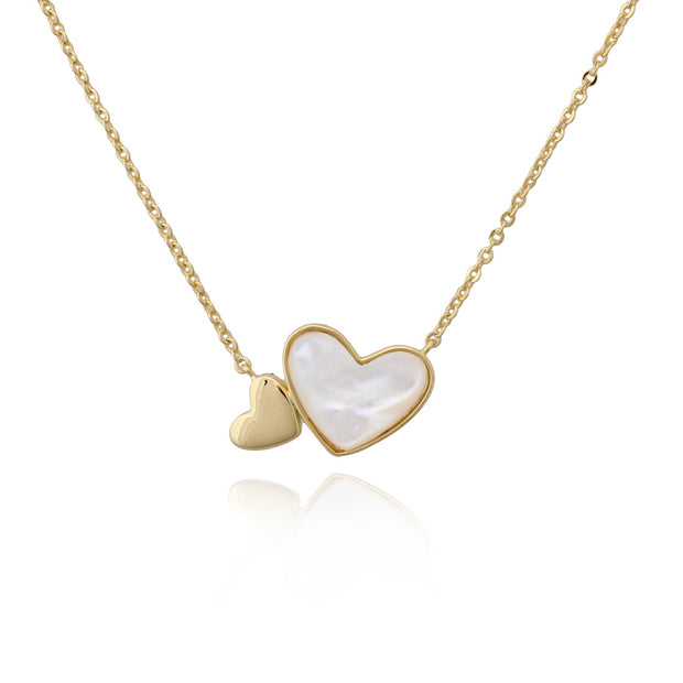 Mother of Pearl Heart Pendant in Yellow Gold