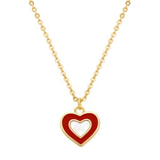 Red Enamel Mother of Pearl Heart Necklace