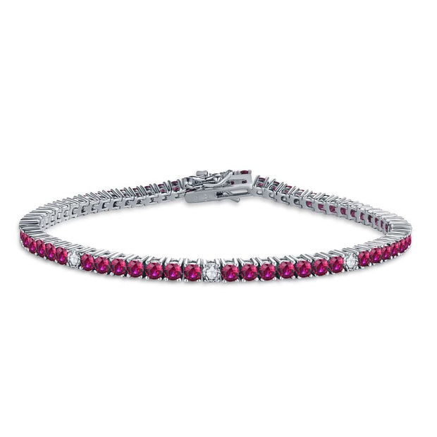 2.5mm Ruby Tennis Bracelet in White Gold