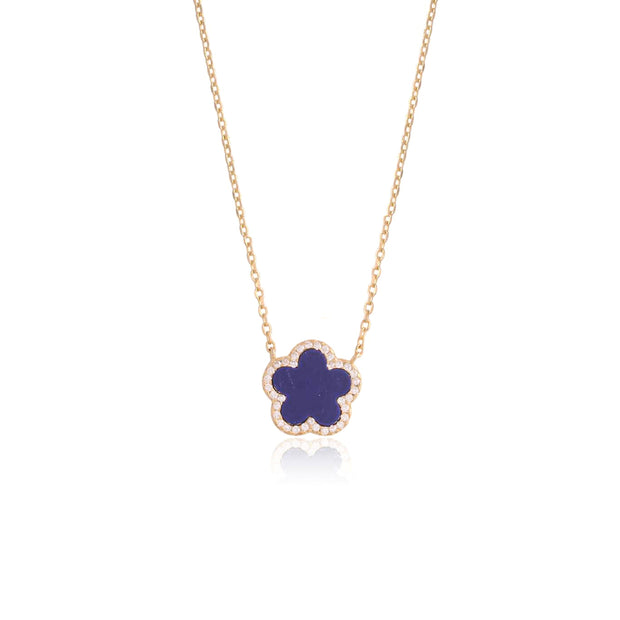 Blue Clover Pendant In Yellow Gold