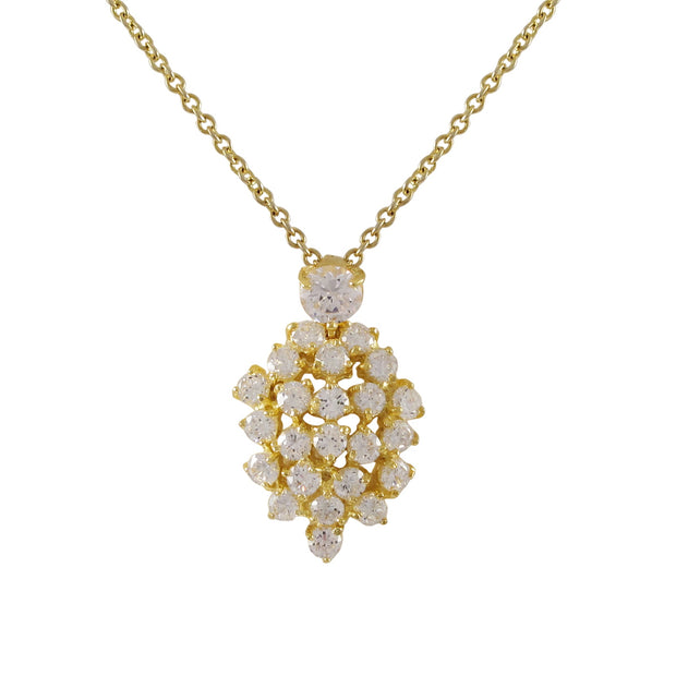 Pear-Shaped CZ Cluster Pendant in Yellow Gold
