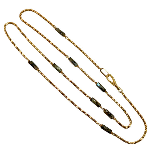 LONI PAUL Labradorite Baguette Long Necklace