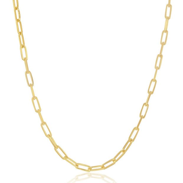 2.8mm Thin Paperclip Chain in Yellow Gold