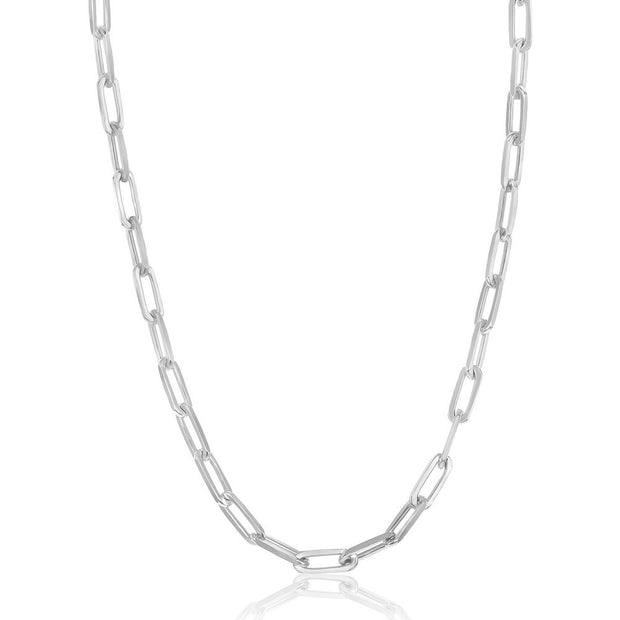 3.2mm Paperclip Chain in White Gold