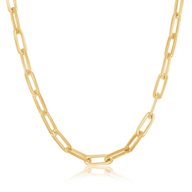 Classic 5.5mm Paperclip Long Necklace in Yellow Gold
