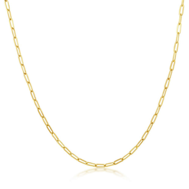 Delicate 1.65mm Paperclip Chain in Yellow Gold
