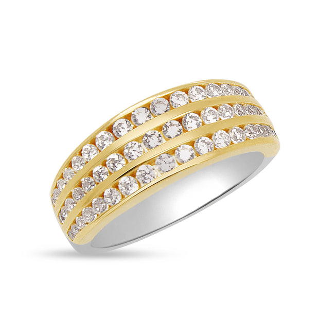 Triple Chanel Set CZ Band Ring in Yellow Gold, 10