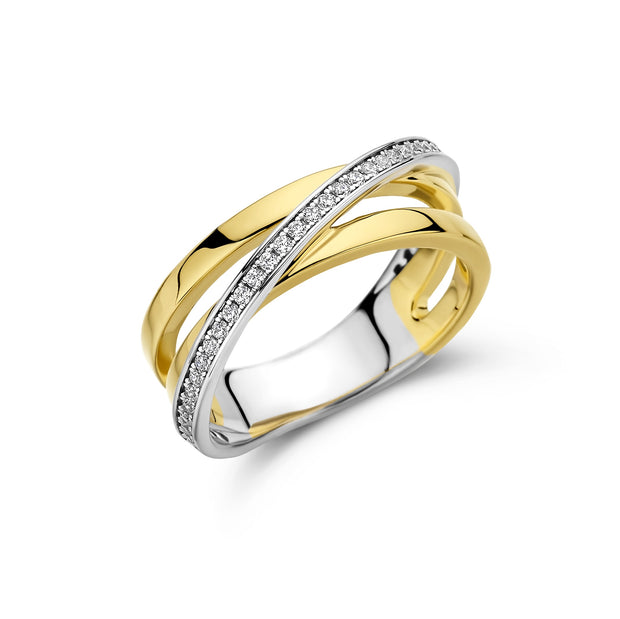 Polished Gold & CZ Bar Band Ring