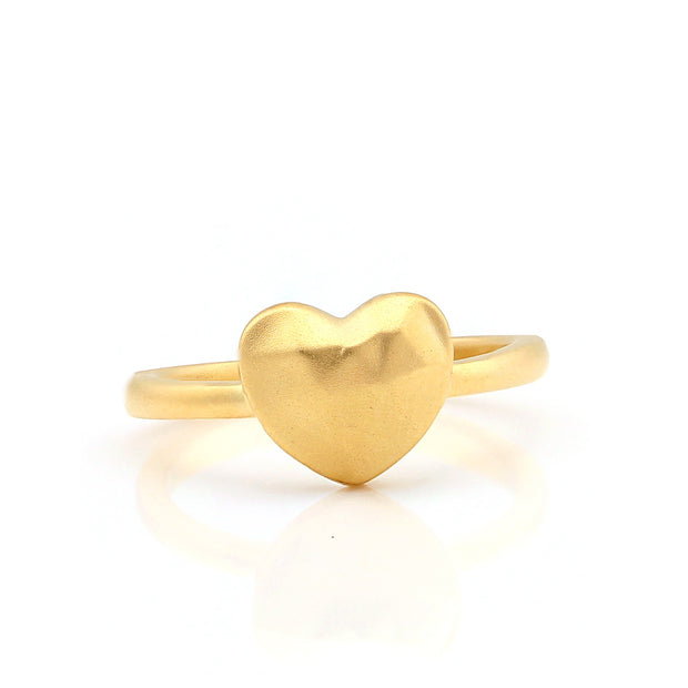 Chiseled Heart Matte Ring in Yellow Gold