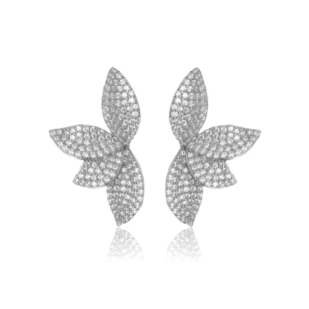 Half CZ Flower Stud