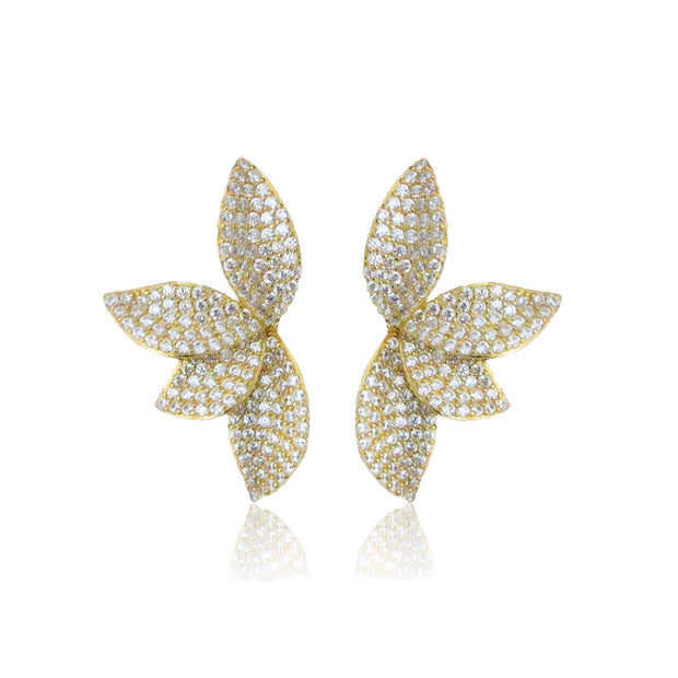 Half CZ Flower Stud