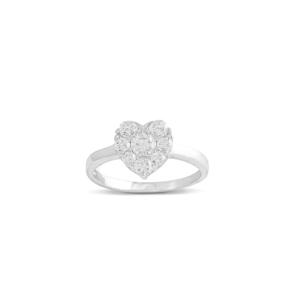 Heart Statement CZ Ring In White Gold