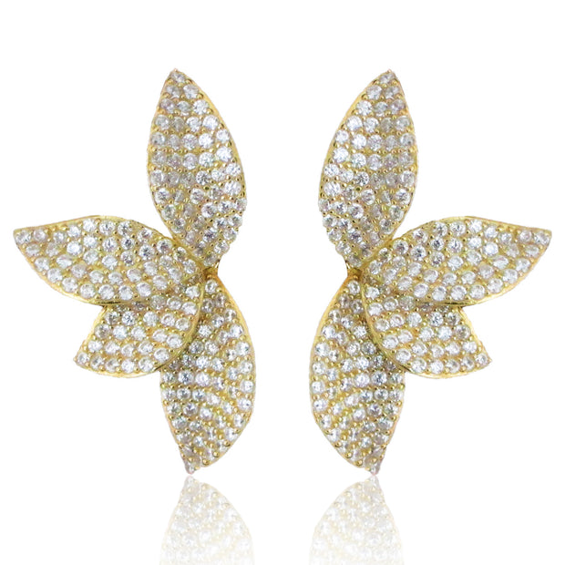 Half CZ Flower Stud