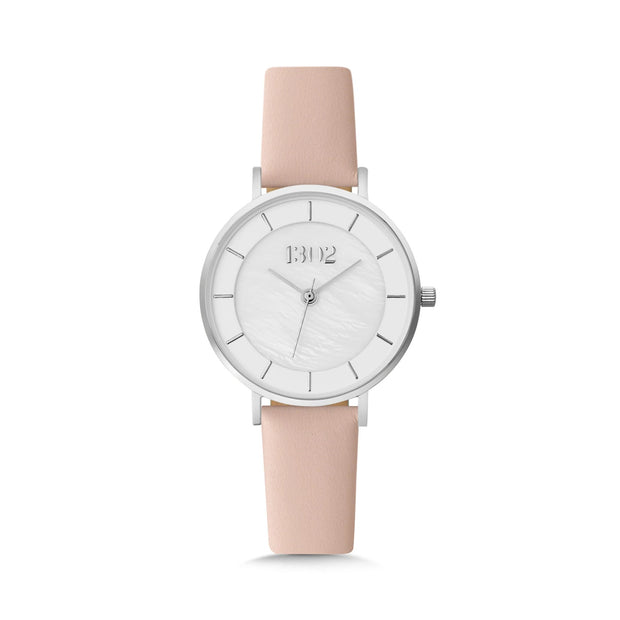 1302 Silver Case/Mother Of Pearl Dial Nude  Band Watch