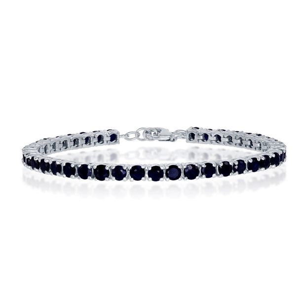 4mm Diffusion Sapphire Gemstone Tennis Bracelet in White Gold