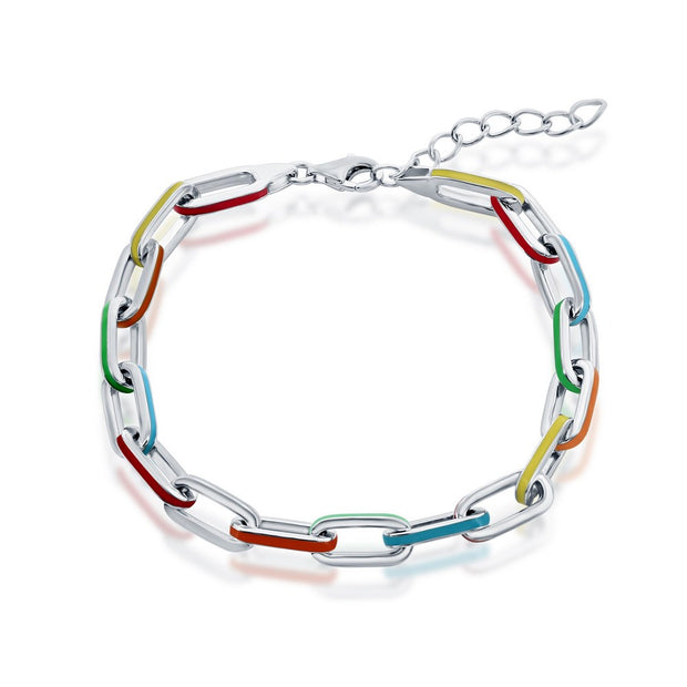 Multi-Colored Enamel Paperclip Bracelet
