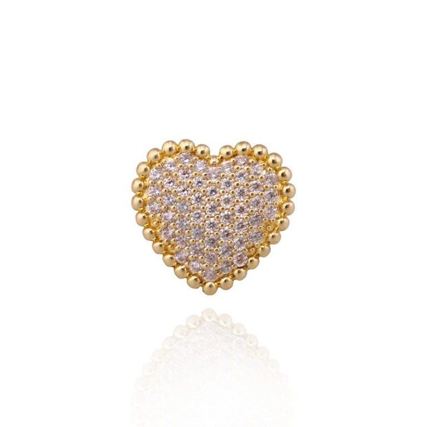 CZ Heart Pillow Ring in Yellow Gold