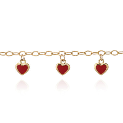 Red Enamel Heart Charm Bracelet