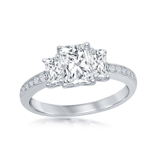 White Gold Baguette Cz Engagement Ring