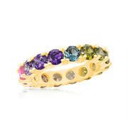Yellow Gold Rainbow Cz Eternity Band