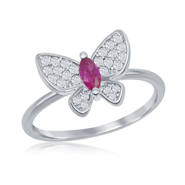 Ruby CZ Butterfly Ring