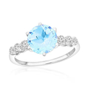 Sky Blue & Topaz Ring in White Gold