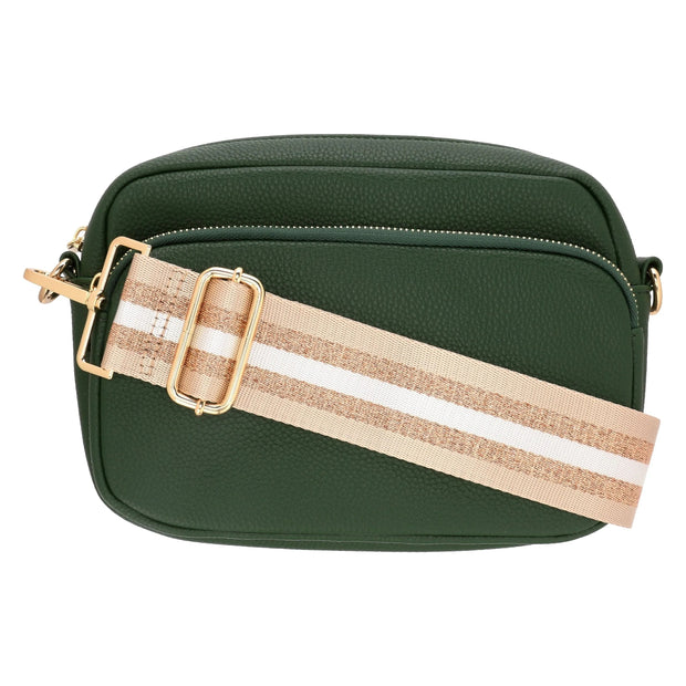 Milly Kate's Green Camera Bag with Rose & Beige Strap