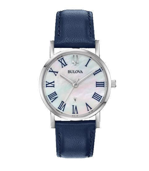 Bulova American Clipper Blue Leather 32Mm Watch