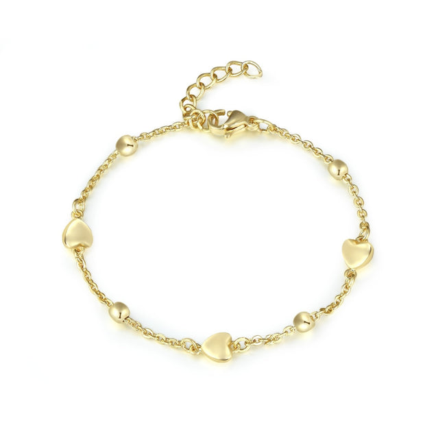 Polished Balls & Hearts Baby Bracelet in Yellow Gold