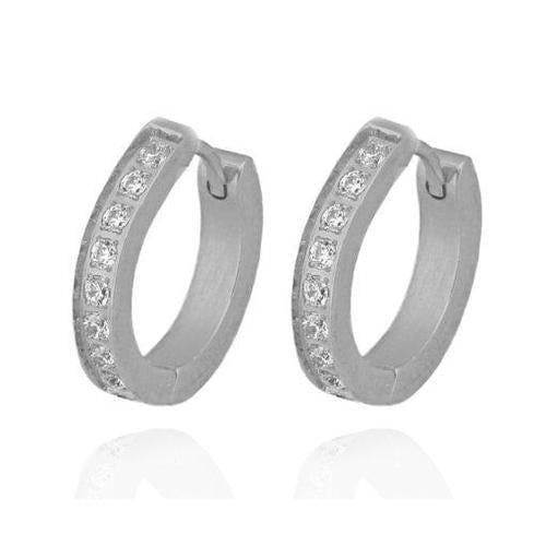 White Gold 12Mm Cz Hoops
