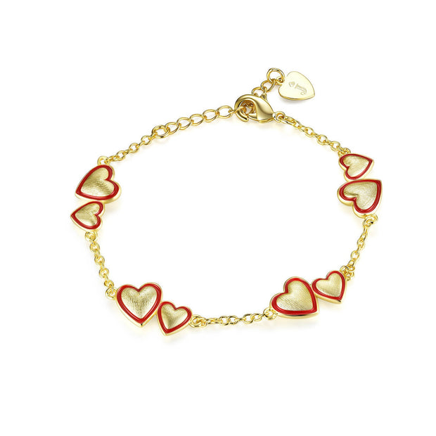 Double Matte Red Outline Heart Bracelet